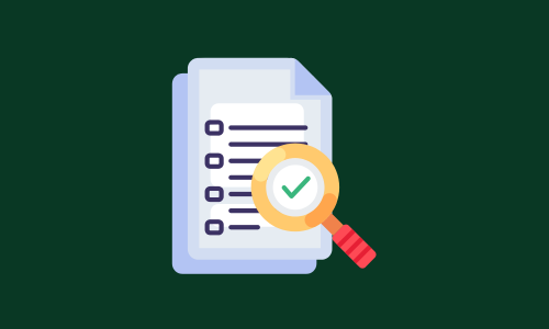 Verification checklist with magnifying glass