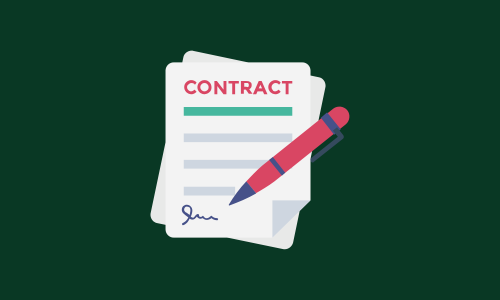 Contract document with signature