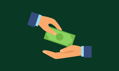 Hands exchanging payment